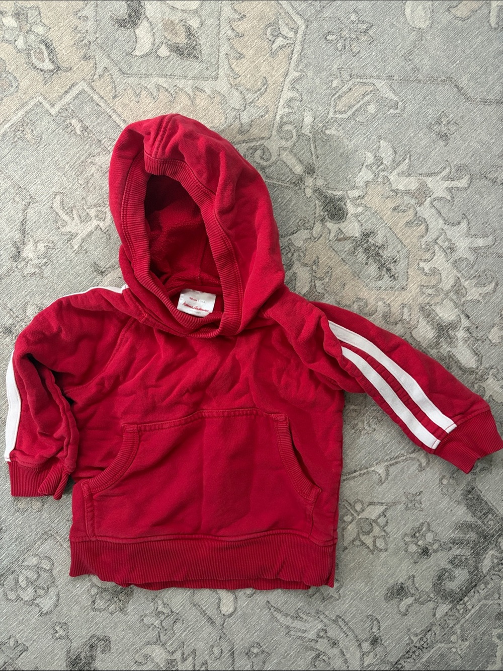 Hanna Andersson Red Hoodie with White Sleeve Stripes